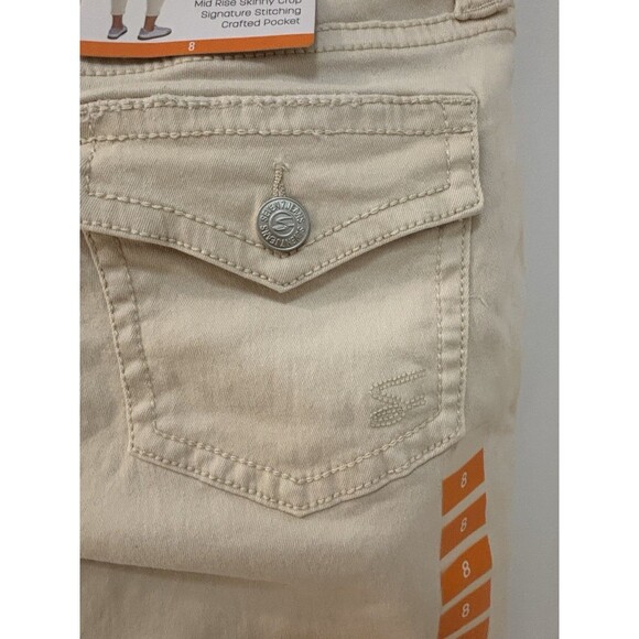 NEW Seven 7 Starlette Mid Rise Skinny Stretch Crop Neutral Color Denim Size 8 - Picture 8 of 8